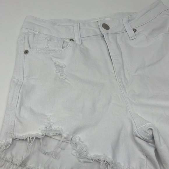RISEN White High Waisted Distressed Raw Hem Shorts small - Picture 5 of 9
